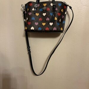 Coach Black Multicolor Heart Crossbody Bag. NWOT